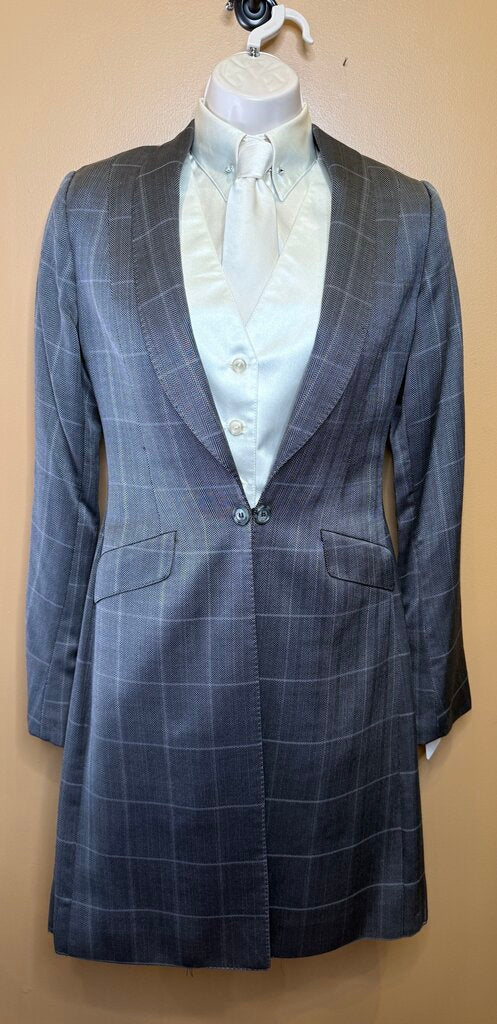 LE CHEVAL GRAY HERRINGBONE PATTERN DAY COAT