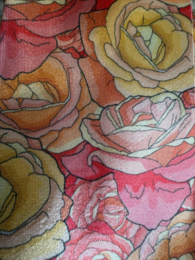 PINK, CORAL AND YELLOW FLOWERS TIE