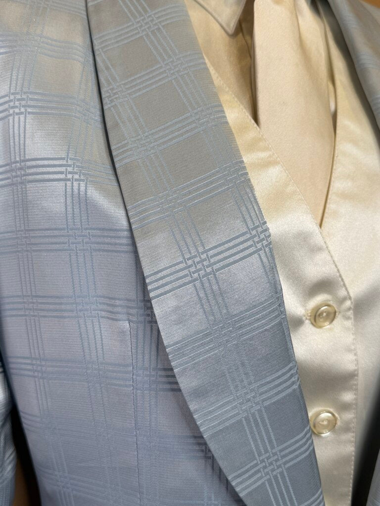 ICE BLUE WINDOWPANE DAY COAT