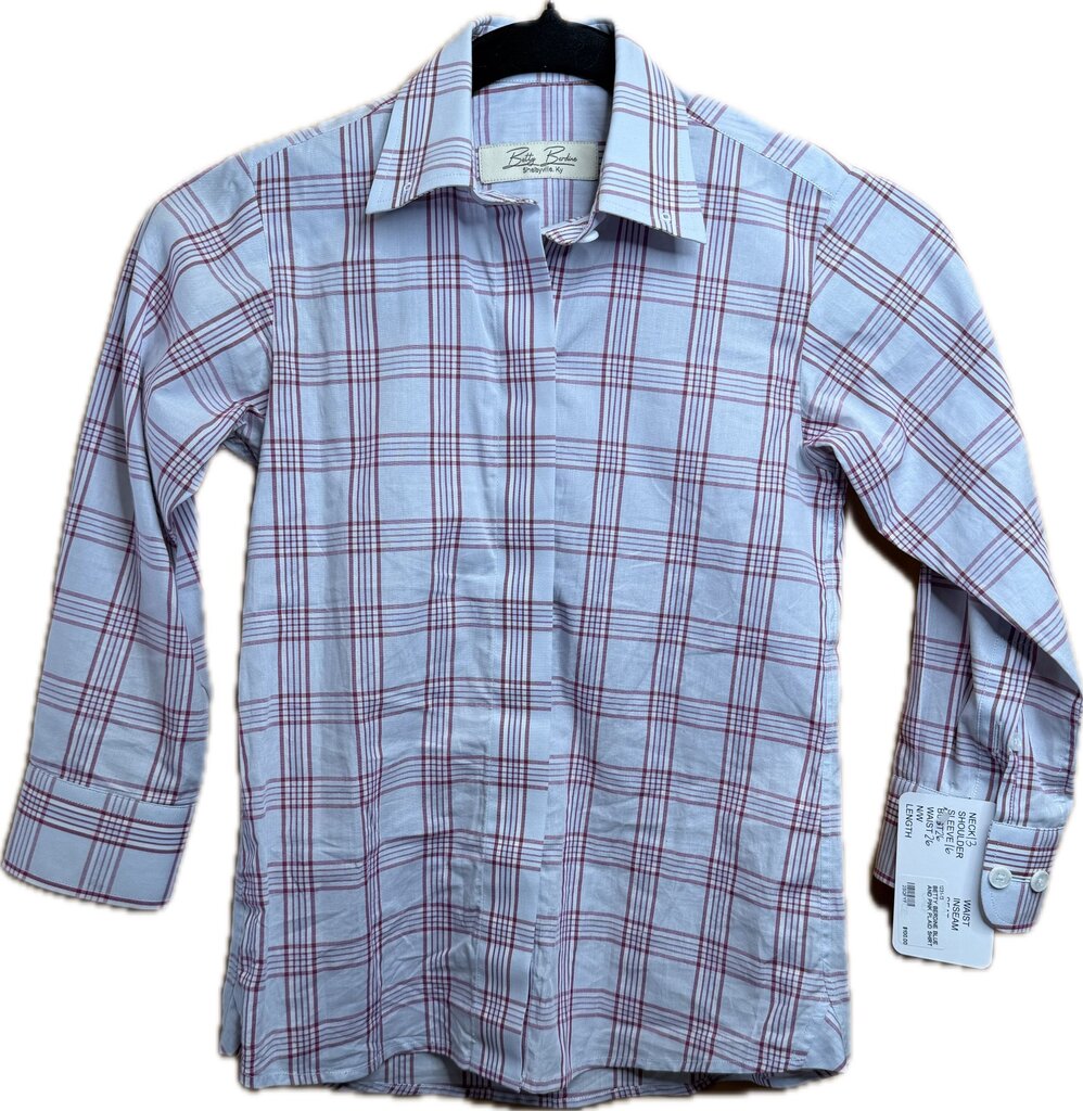 BETTY BERDINE BLUE AND PINK PLAID SHIRT