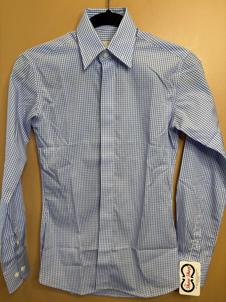 BLUE AND WHITE CHECK BETTY BERDINE SHIRT