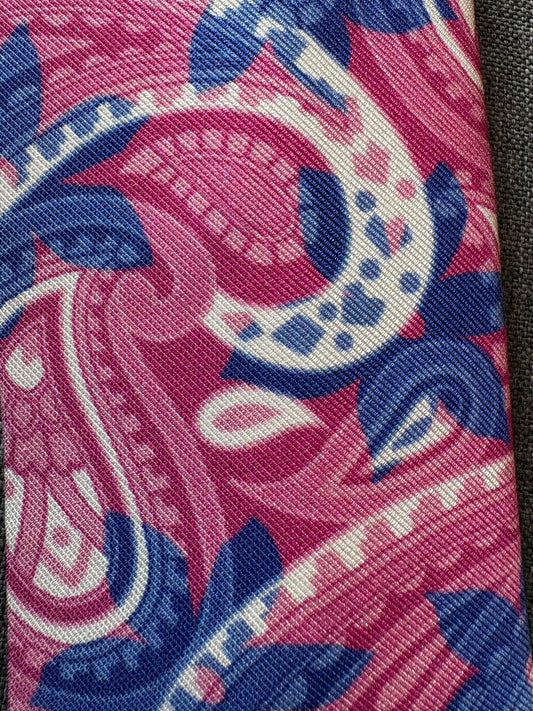 PINK AND ROYAL PAISLEY TIE