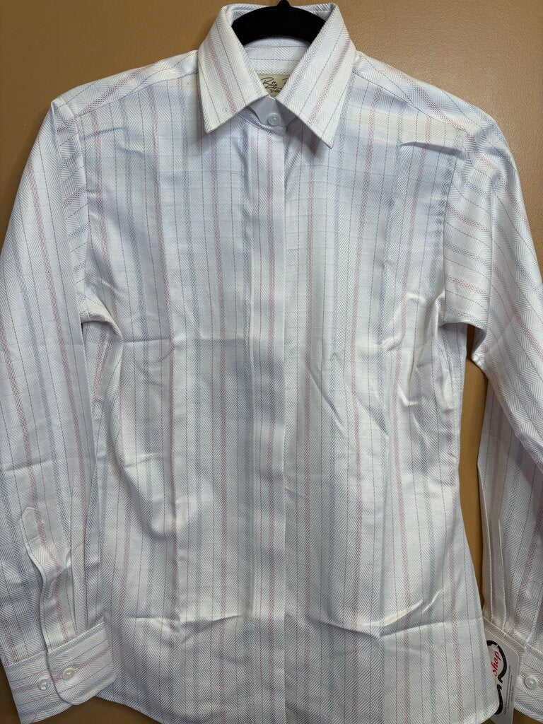 BLUE AND PINK STRIPE BETTY BERDINE SHIRT