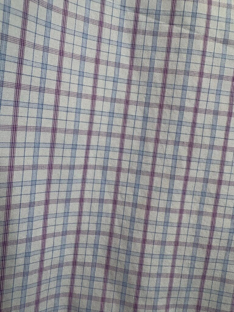 WHITE SHIRT WITH BLUE AND PURPLE PLAID BECKER BROTHERS