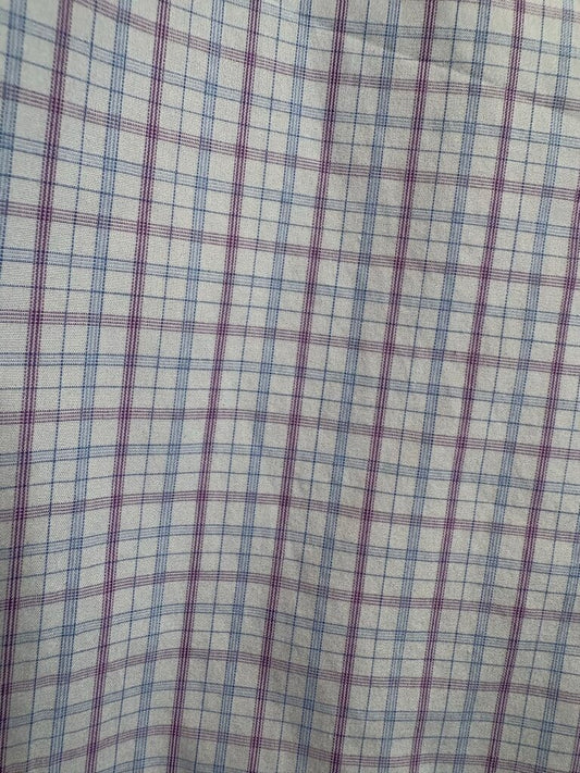 WHITE SHIRT WITH BLUE AND PURPLE PLAID BECKER BROTHERS