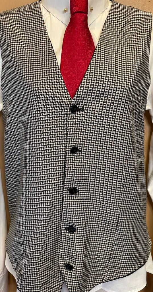 MEN'S BLACK AND WHITE HOUNDSTOOTH VEST