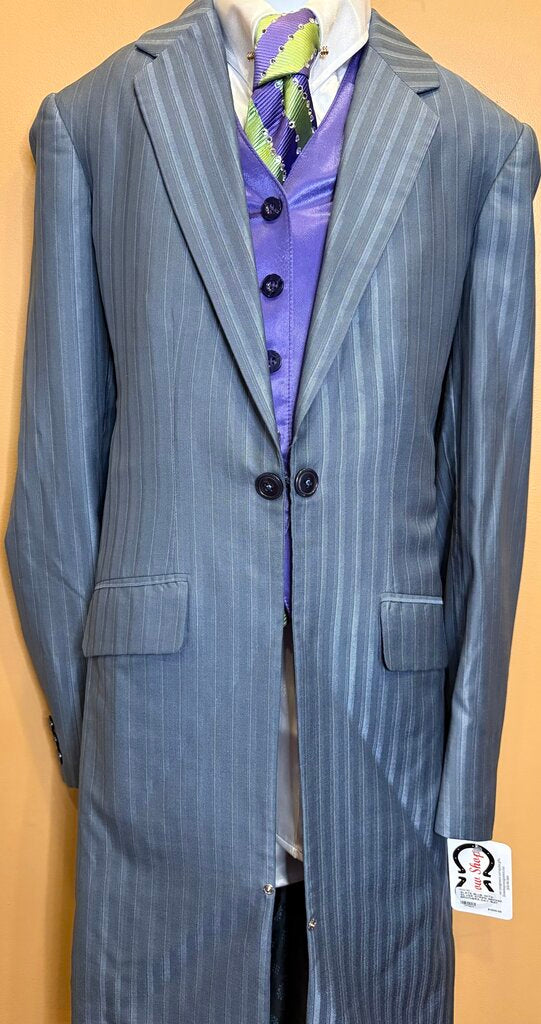SLATE BLUE WITH SILVER STRIPE BECKER BROTHERS DAY SUIT