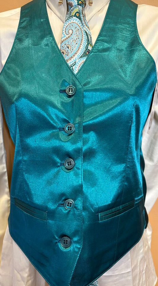 TEAL SATIN VEST BETTY BERDINE