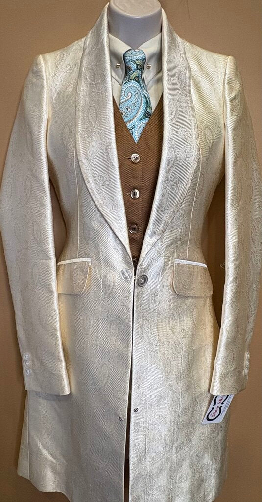 CREAM PAISLEY BETTY BERDINE DAY COAT