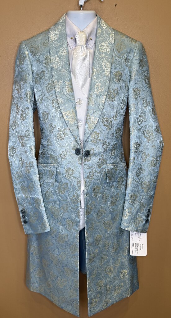 LIGHT BLUE AND GOLD PAISLEY BETTY BERDINE DAY COAT