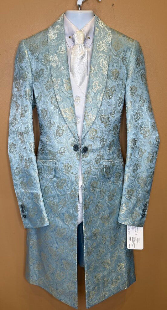 LIGHT BLUE AND GOLD PAISLEY BETTY BERDINE DAY COAT