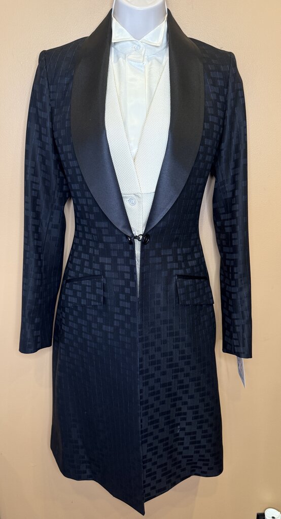 BLACK BOX PATTERN WITH PURPLE STRIPE BETTY BERDINE FORMAL SUIT