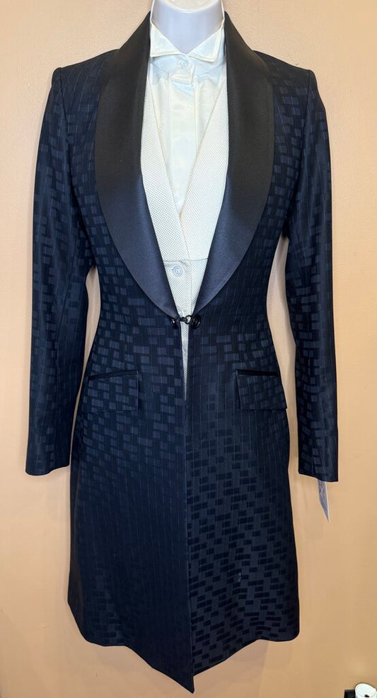 BLACK BOX PATTERN WITH PURPLE STRIPE BETTY BERDINE FORMAL SUIT