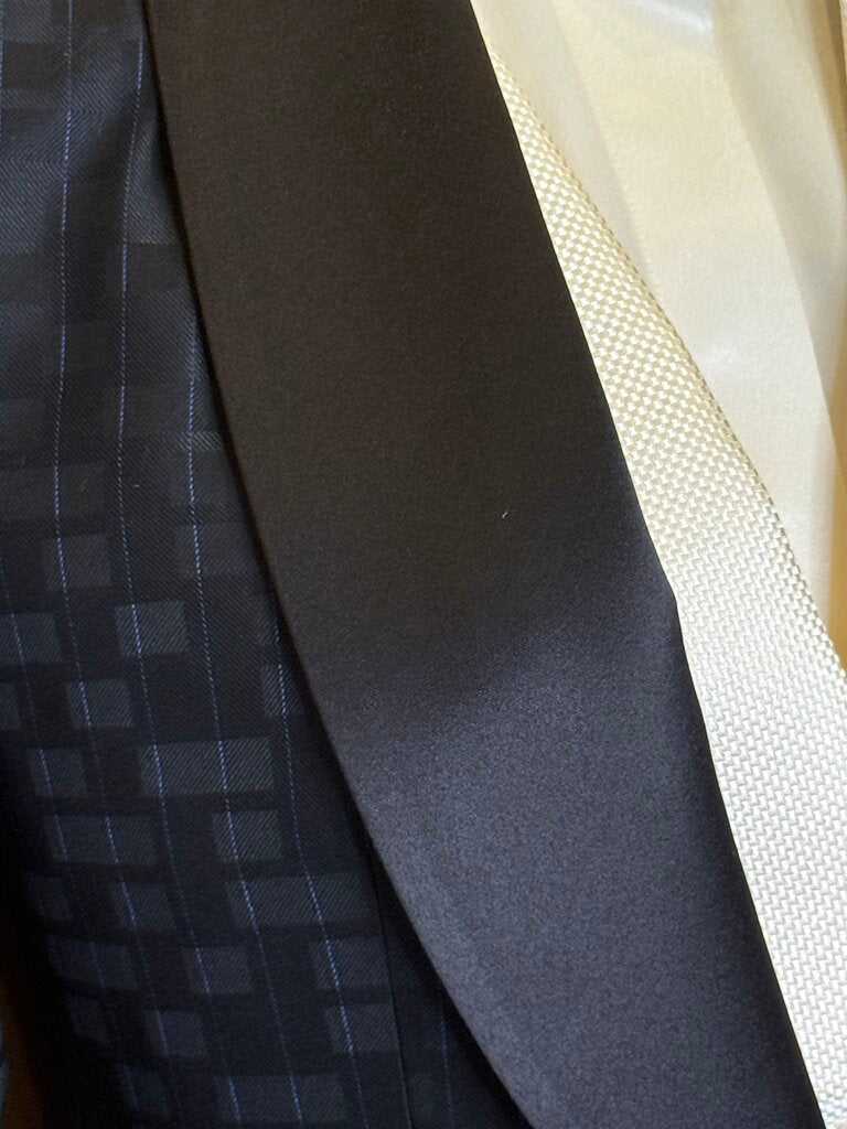 BLACK BOX PATTERN WITH PURPLE STRIPE BETTY BERDINE FORMAL SUIT