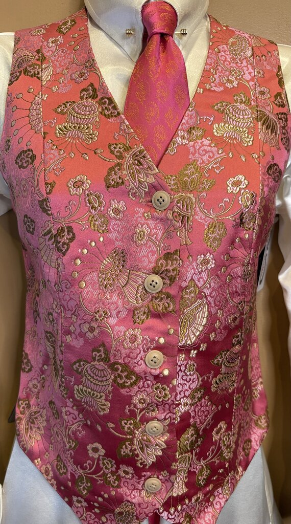 PINK AND GOLD BROCADE LECHEVAL VEST