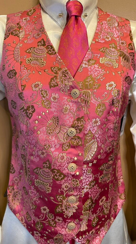 PINK AND GOLD BROCADE LECHEVAL VEST