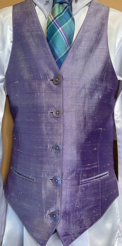 PURPLE RAW SILK VEST