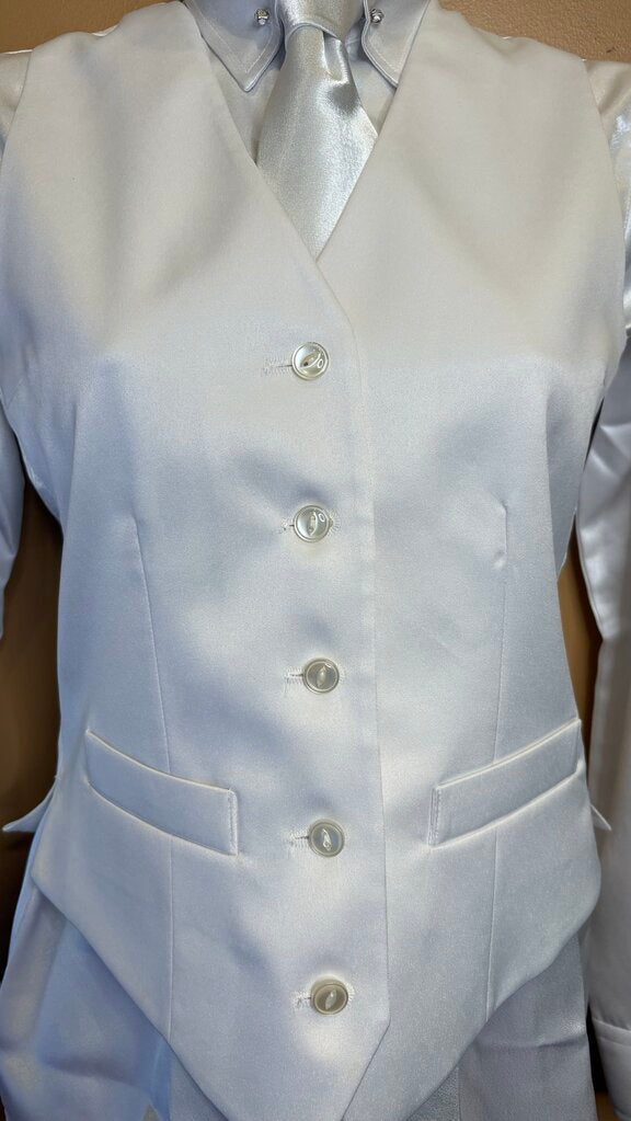 WHITE MATTE SATIN BETTY BERDINE VEST 38