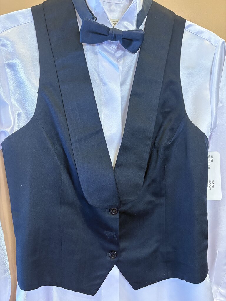 NAVY SATIN CM FORMAL VEST WITH BOW TIE