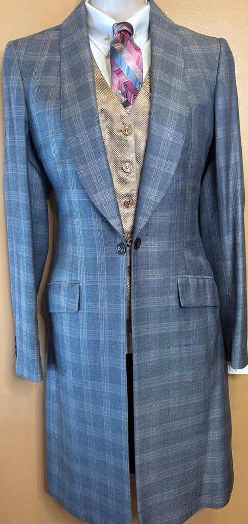 BLUE WITH TAN WINDOWPANE BBRO'S DAY COAT