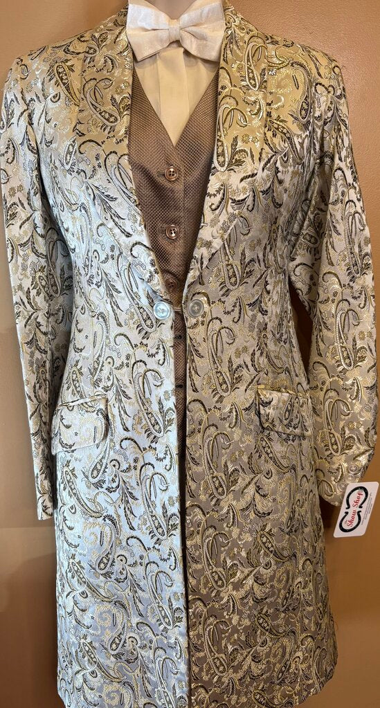 IVORY, OLIVE AND GOLD PAISLEY HAWKWOOD DAY COAT