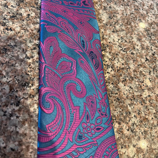 PURPLE AND TEAL PAISLEY TIE