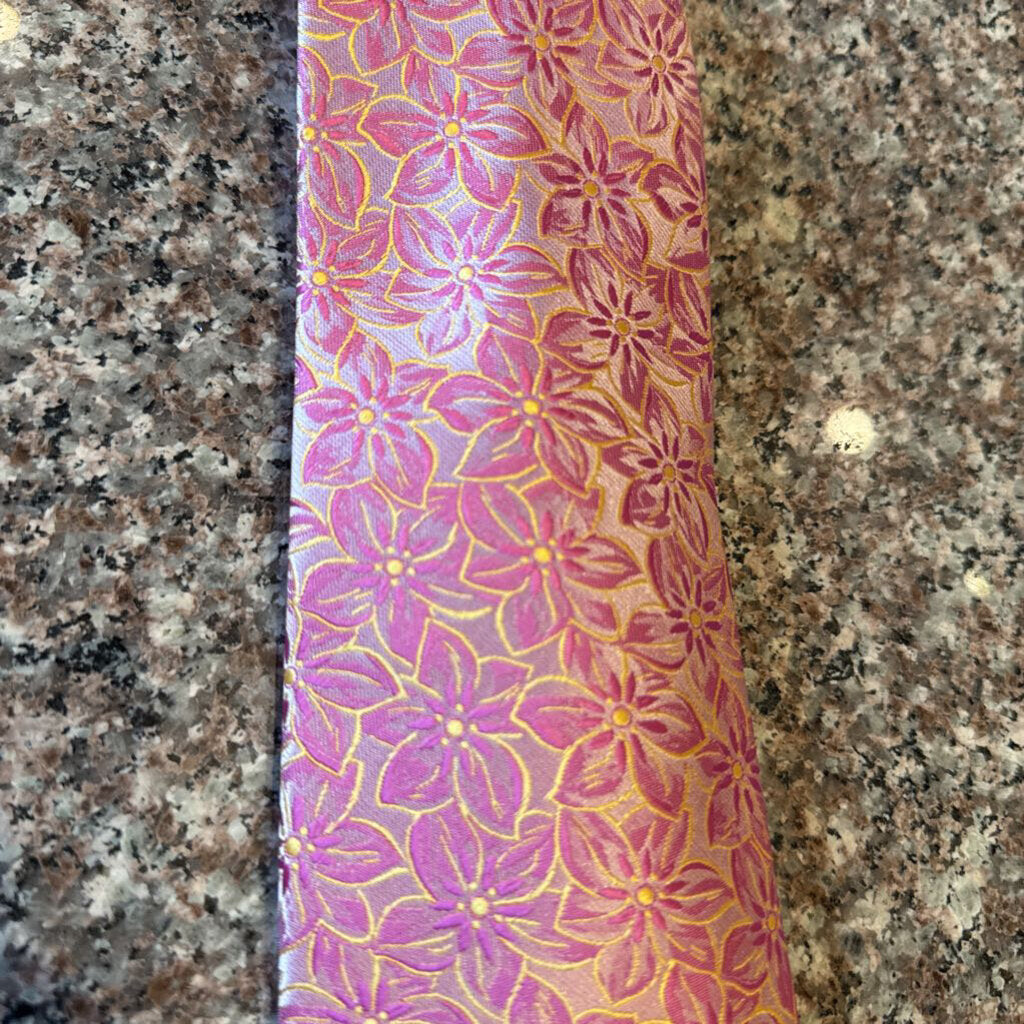 PINK AND YELLOW FLOWERS TIE