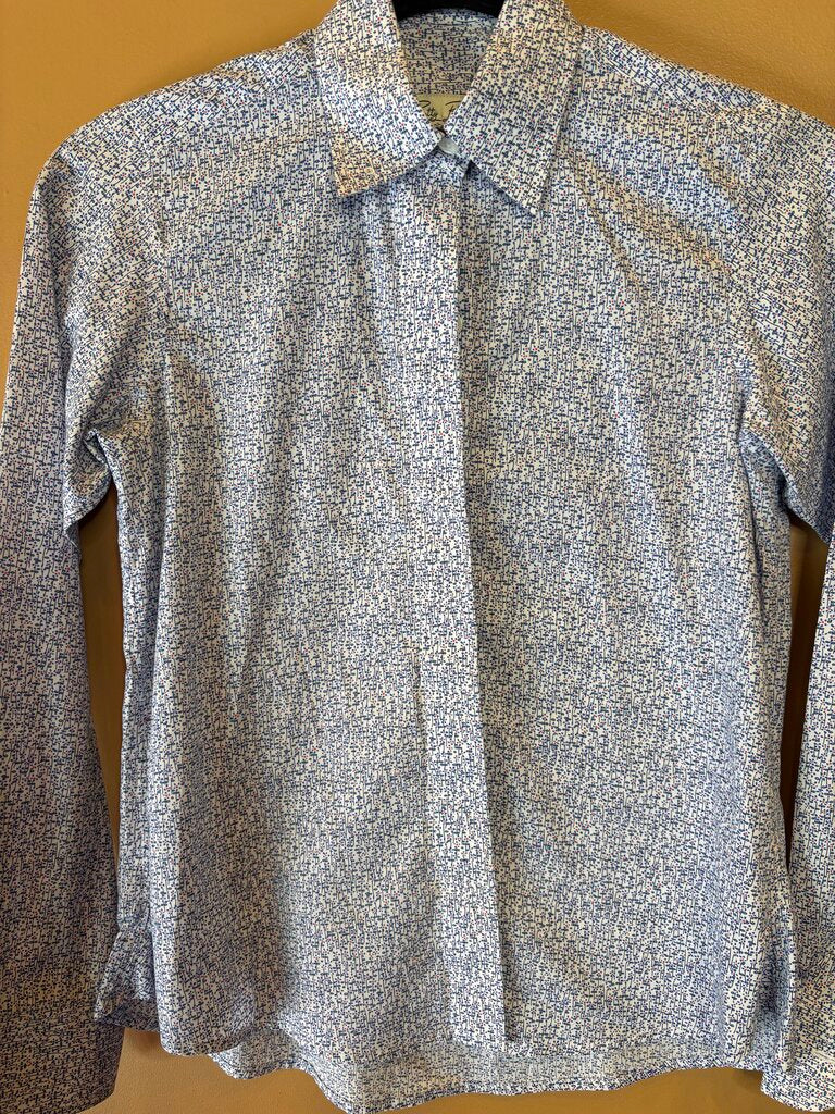 BLUE AND PINK FLOWERS BETTY BERDINE SHIRT