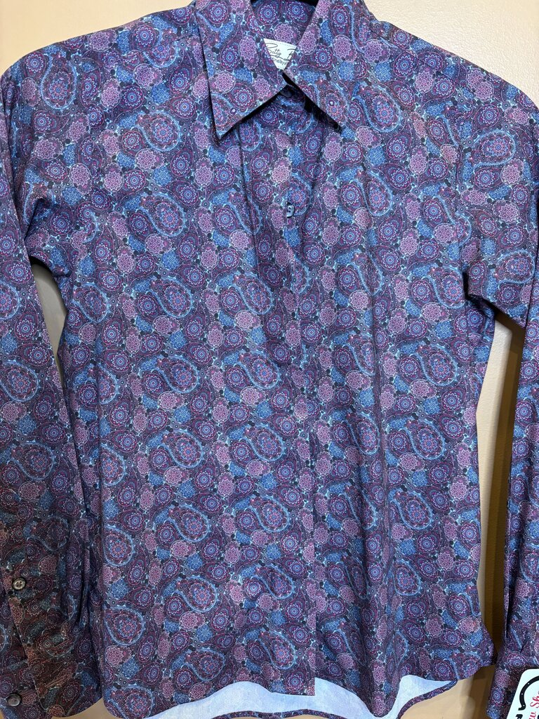 PURPLE AND BLUE PAISLEY BETTY BERDINE SHIRT