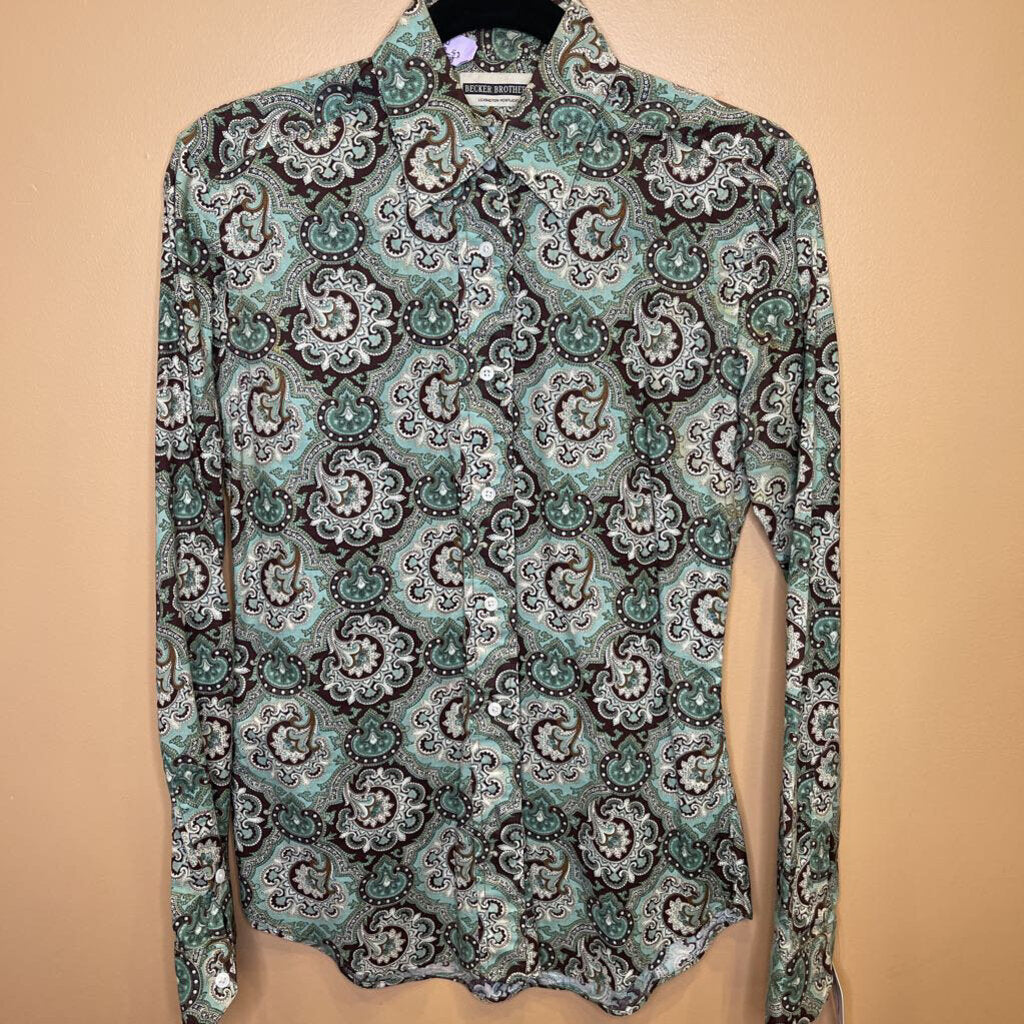 SHIRT GREEN/BROWN PAISLEY BECKER BROTHERS