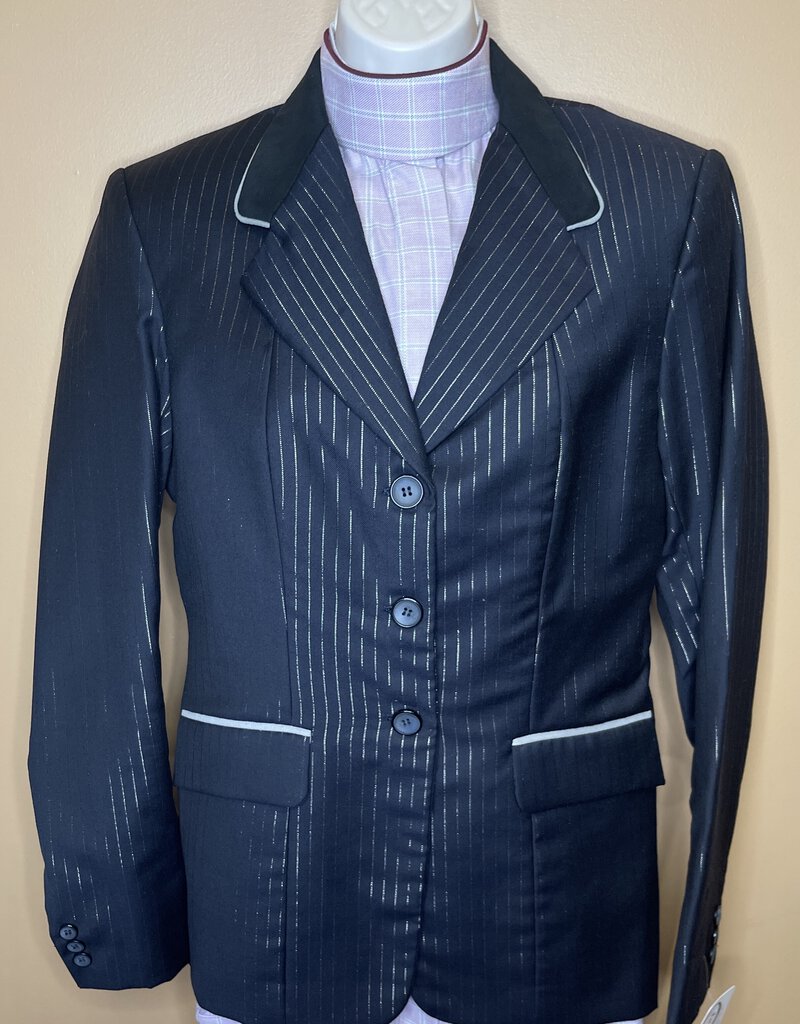 HUNT COAT MDA BLACK WITH SILVER GLITTER PIN STRIPE