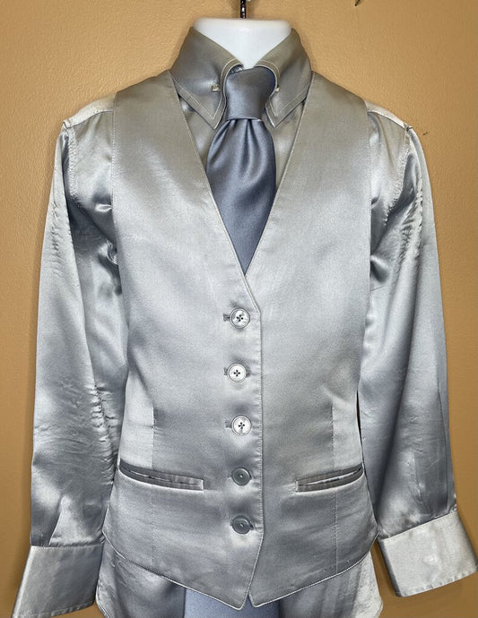 VEST/SHIRT SILK COMBO SILVER DEREGNAUCOURT