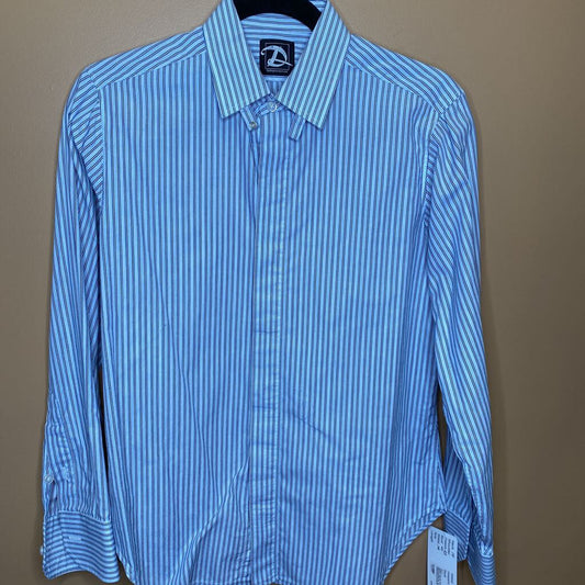 SHIRT BLUE WITH BROWN/BLUE STRIPE DEREGNAUCOURT