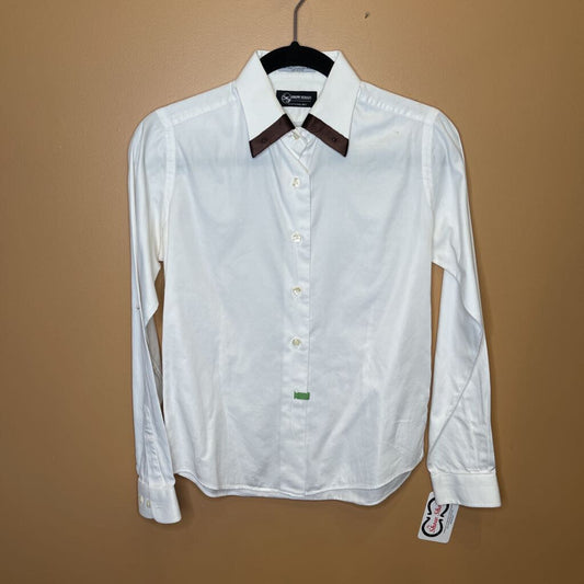 SHIRT WHITE WITH BROWN SATIN ON COLLAR SHOW SEASONS