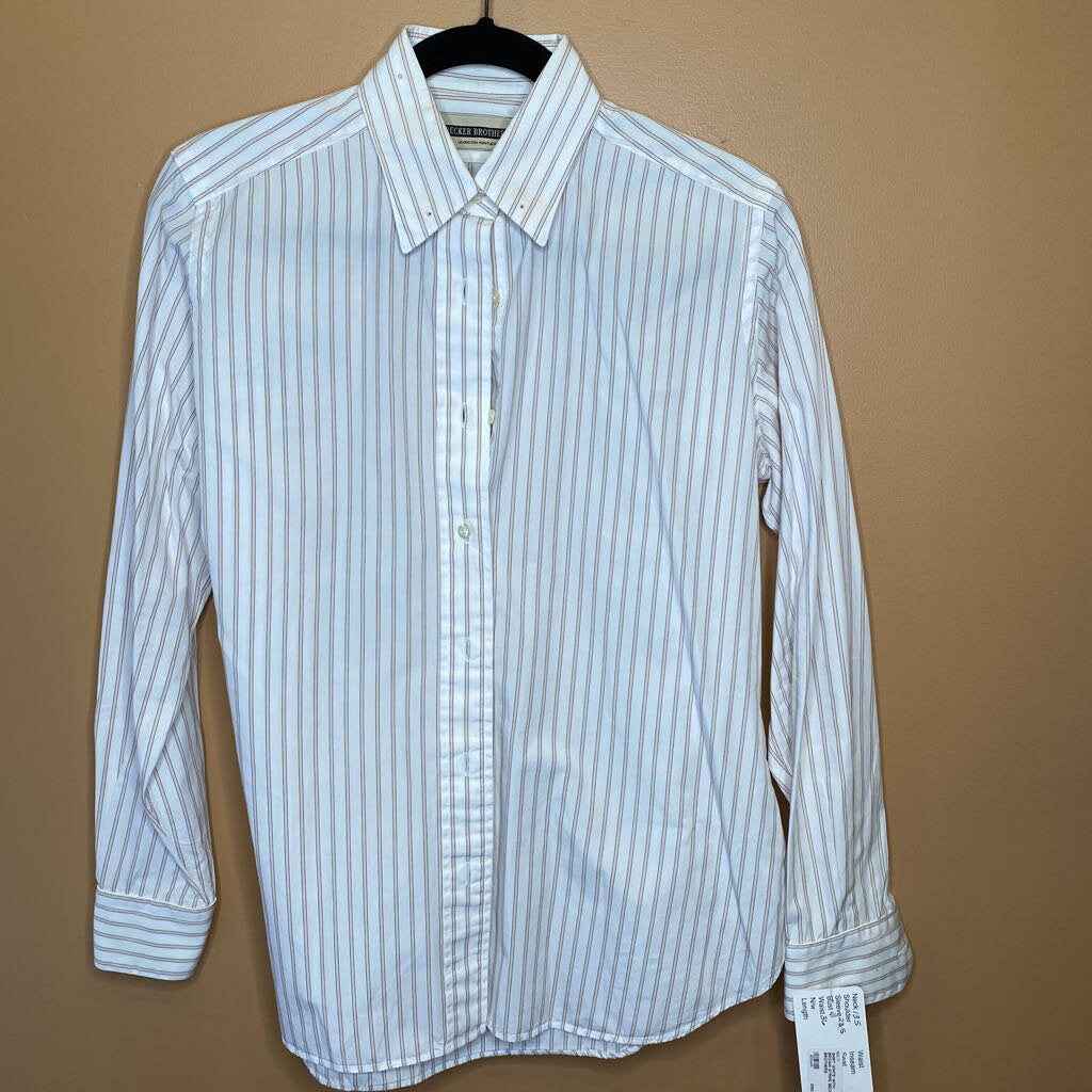 SHIRT WHITE WITH BROWN STRIPE BECKER BROTHERS