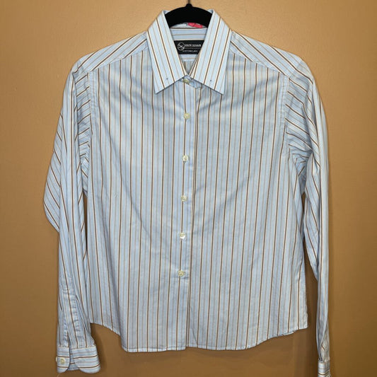 SHIRT BLUE WITH BROWN STRIPE