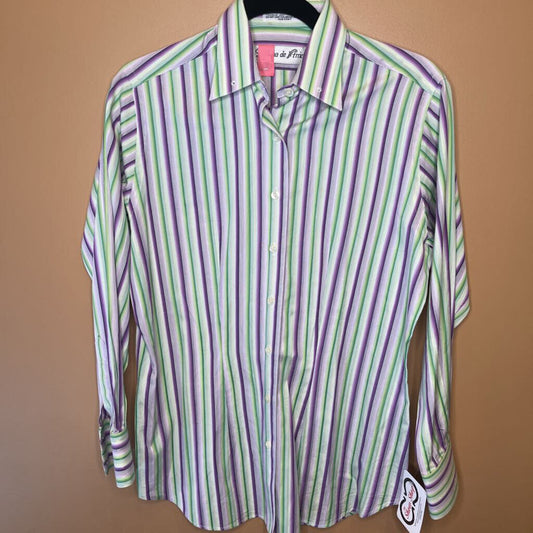 SHIRT MARSHA GREEN PURPLE STRIPES