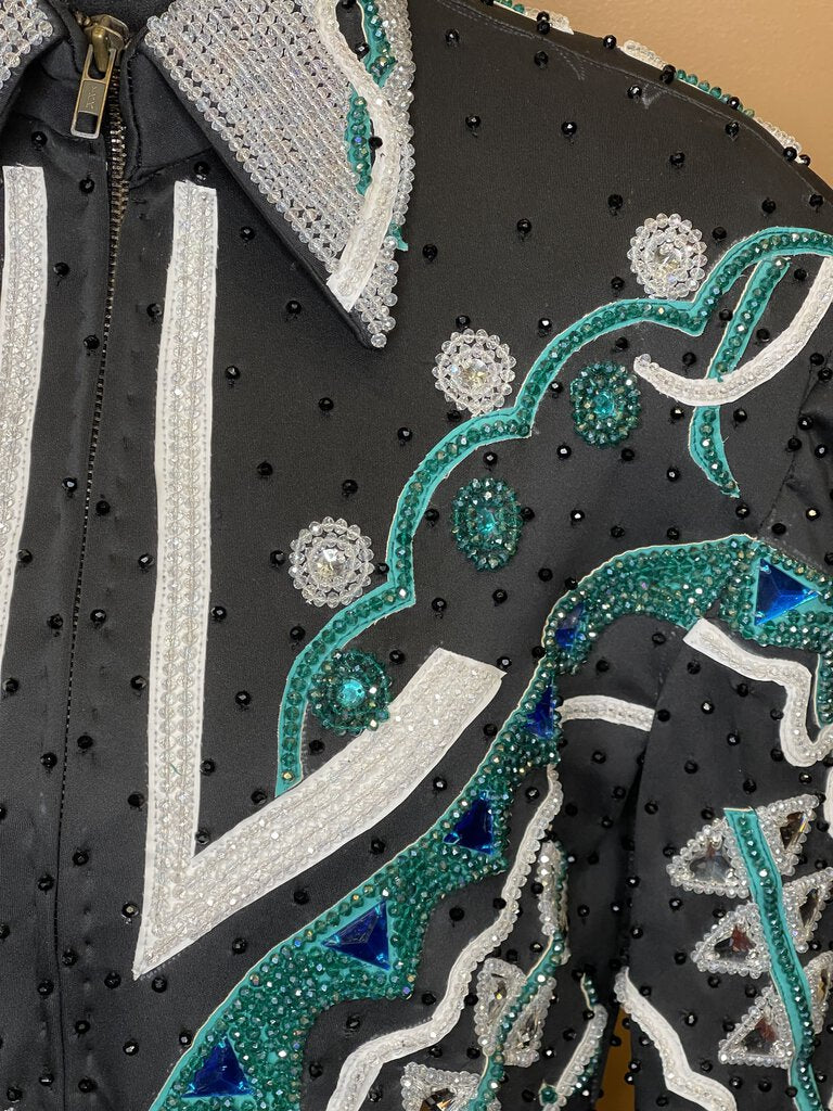 WESTERN JACKET BLUE AND GREEN BLING