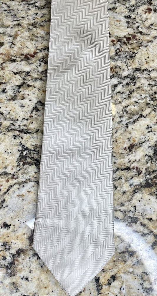 TIE SILVER HERRINGBONE