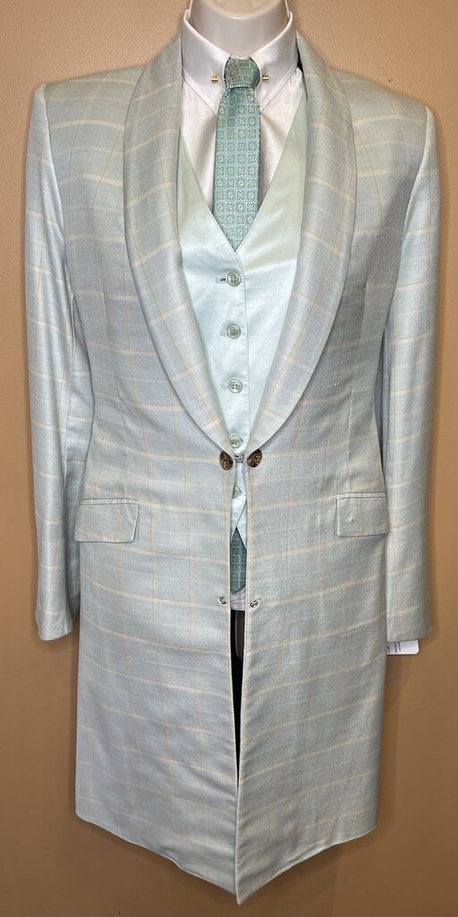 DAY COAT SEAFOAM WITH GOLD WINDOWPANE BECKER BROTHERS