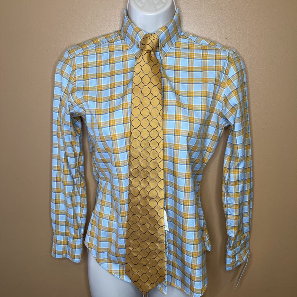 SHIRT BLUE WITH GOLD CHECKS BECKER BROTHERS