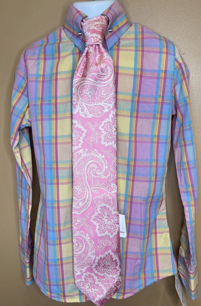 SHIRT PINK/BLUE/YELLOW PLAID DEREGNAUCOURT