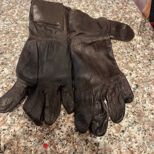 GLOVES BROWN LONG WITH VELCRO LEATHER SMALL