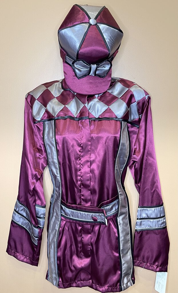 ROAD SILKS WITH MATCHING HAT MAROON WITH GRAY DIAMONDS