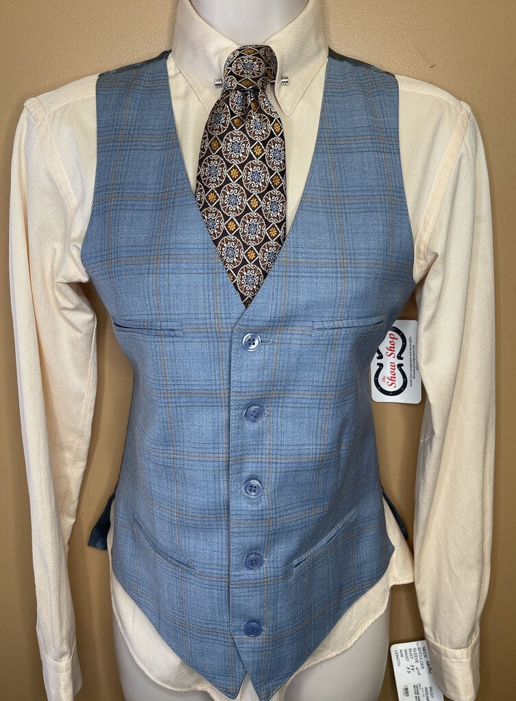 MEN'S VEST BLUE WITH ORANGE WINDOWPANE BECKER BROTHERS