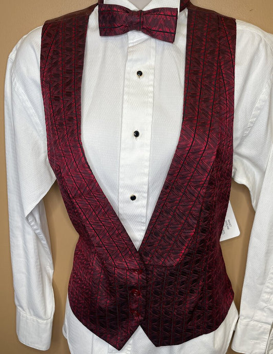 FORMAL VEST/BOW TIE RED WITH BLACK