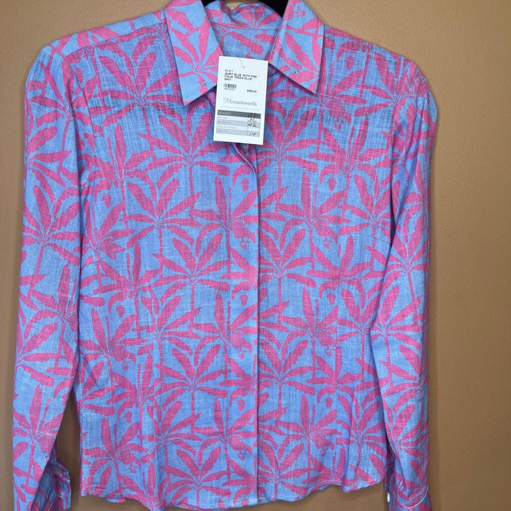 SHIRT BLUE WITH PINK PALM TREES ELLIE MAY