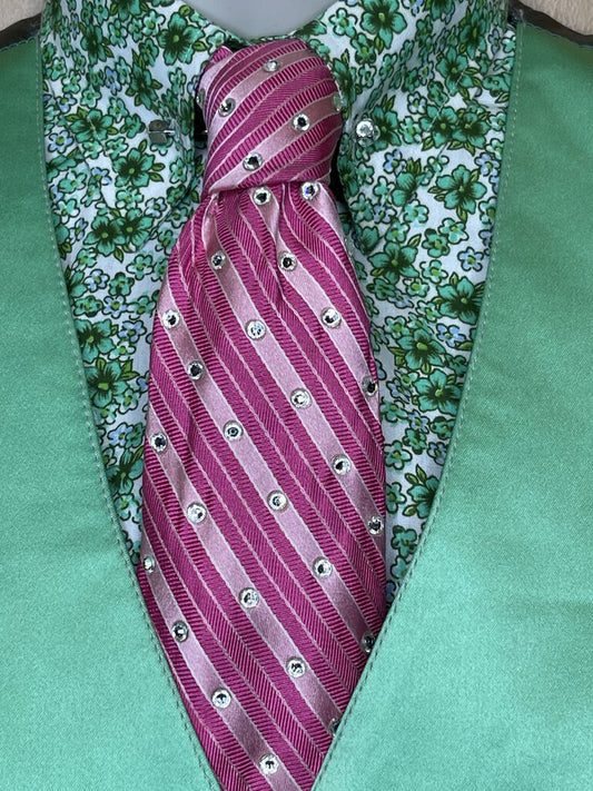 TIE PINK STRIPE BLING