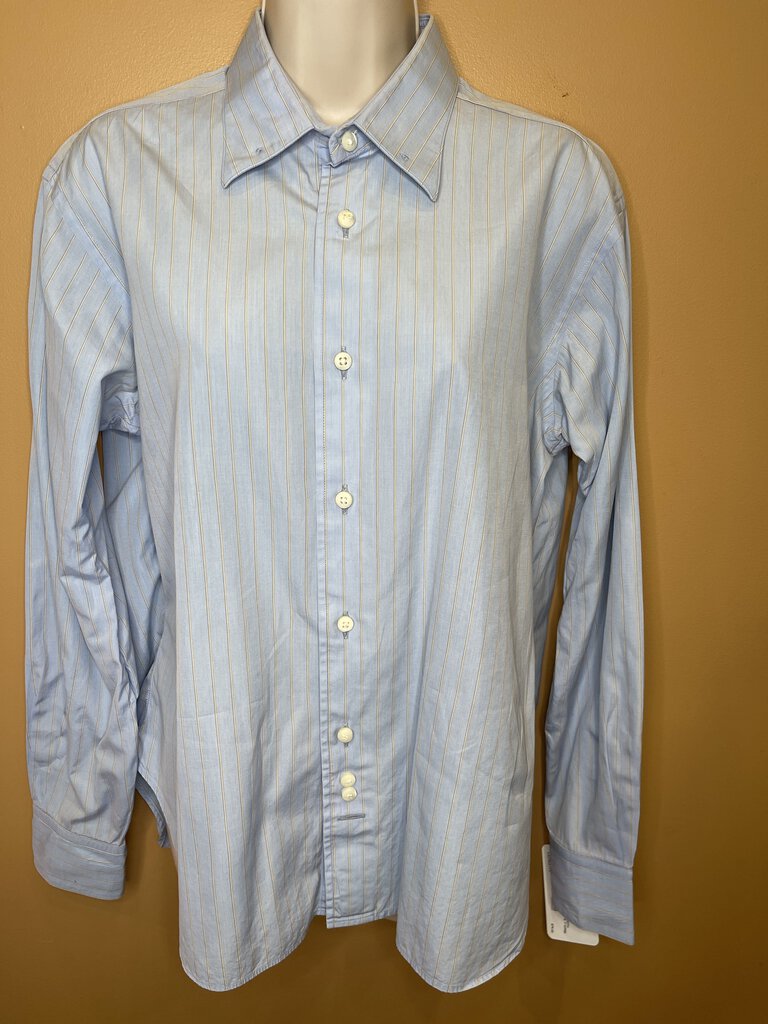 SHIRT BLUE WITH YELLOW/BROWN STRIPE CM