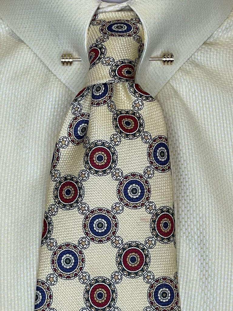 TIE YELLOW WITH BLUE/RED CIRCLES